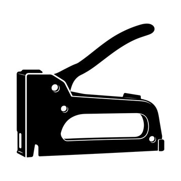 Black Solid Glyph Vector Icon Featuring Heavy-Duty Manual Staple Gun Tacker for Upholstery Woodworking Construction and Crafting Hardware