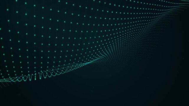 Minimalist interface showing a green line graph icon with white nodes on a dark grid background