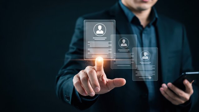 Hr manager selecting candidate profiles