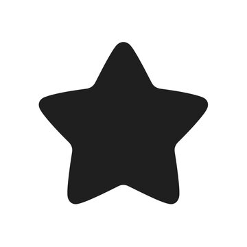 A simple black star icon with rounded corners isolated on a white background for design projects