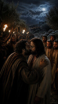 Judas Betrays Jesus with a Kiss
