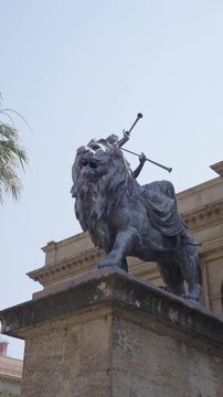 view of Teatro Massimo in Palermo, Sicily, Italy, showcasing the historic opera house and surrounding city center
