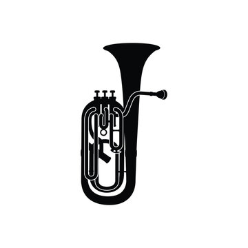 Baritone Horn silhouette vector black and white silhouette vector
