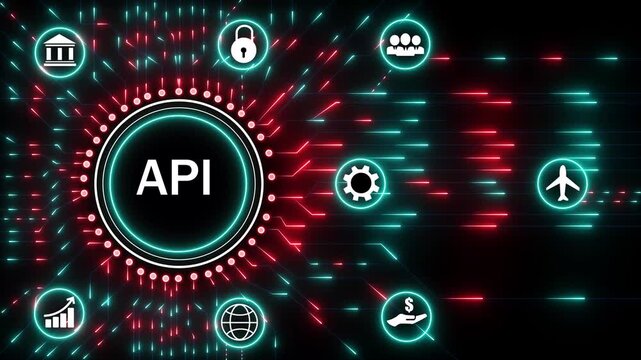 API Application Programming Interface and Software Integration Concept for Modern Digital Business Technology Animation