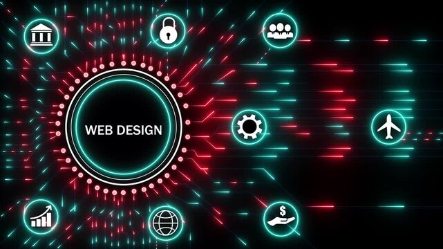 Modern Web Design and User Interface Development Concept with Responsive Website and Digital Business Technology Animation