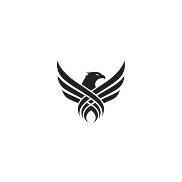Elegant eagle logo design, black outline on white background.
