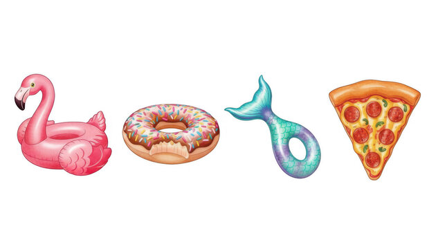 Flamingo Float Donut Mermaid Tail and Pizza Slice