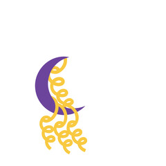 Purple crescent moon with yellow curly ribbons © aku