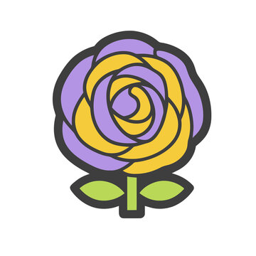 Stylized Rose with Purple and Yellow Petals