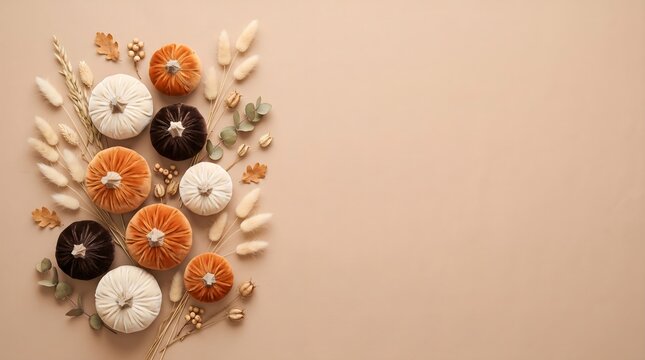 A festive thanksgiving arrangement of donuts and corn husks