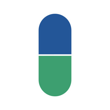 Blue and green capsule pill shape minimalist graphic background