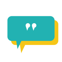 Obraz premium Rounded speech bubble with quote marks icon
