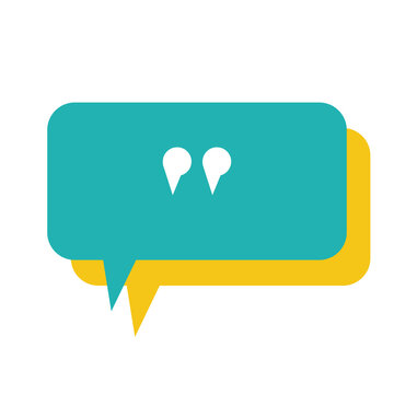 Rounded speech bubble with quote marks icon