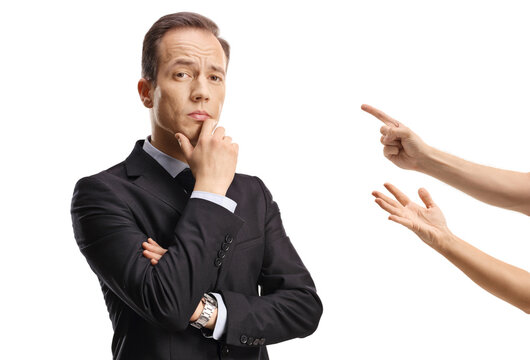 Fingers reprimanding an arogant businessman