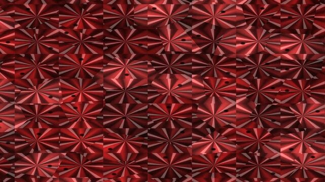 Red geometric star pattern covering a surface