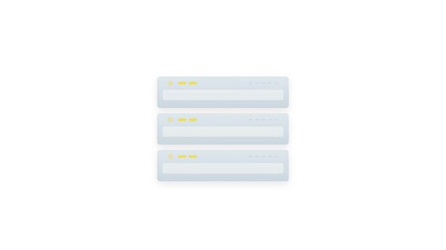 Cyber security server rack icons with lock on white background