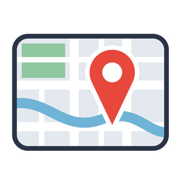 City street map with location pin flat icon