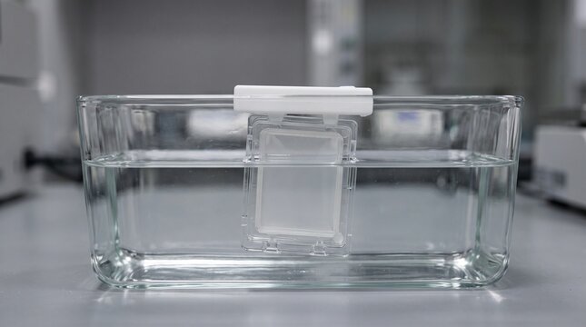 Dialysis cassette suspended in buffer