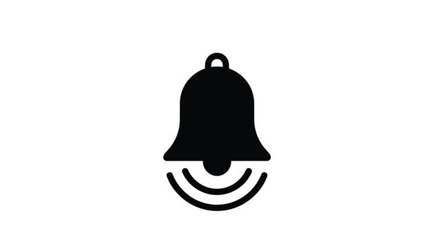 Silhouette icon of a ringing bell with sound waves beneath it, symbolizing notifications, reminders, or alarms.