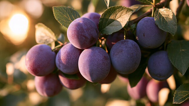plums on a branch, harvest, 