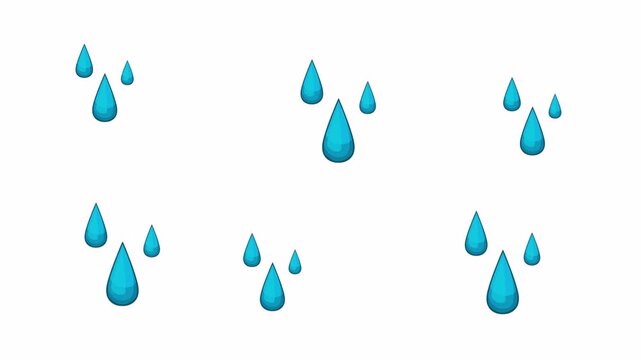 Blue water droplets on white background in vector illustration