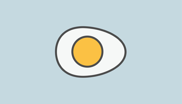 Simple color illustration of a hard-boiled egg cut in half, showcasing the bright yellow yolk and white albumen.