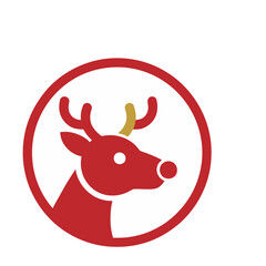 Red reindeer icon with golden antler © Ambolon