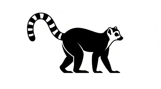 Ring-Tailed Lemur Silhouette Vector