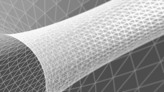 Animated white color lines and dots mesh pattern flying through 3d tunnel modern design loop able geometrical background