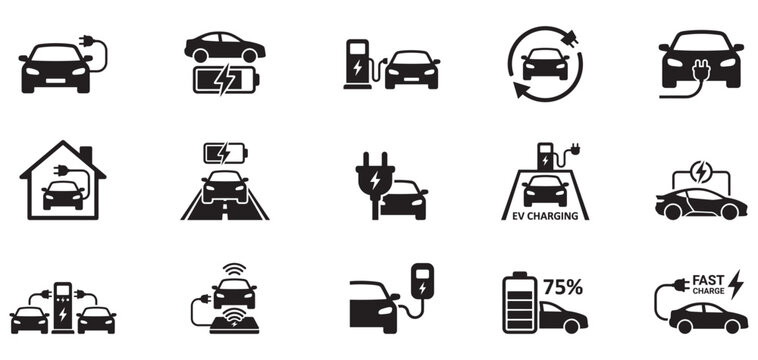 Car charging point icon. Electric plug symbol. Electricity sign. Electric car icon.