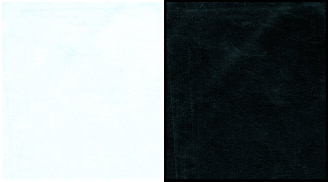 Minimalist split screen background, white and black textured paper surface, dual tone contrast layout for graphic design and copy space