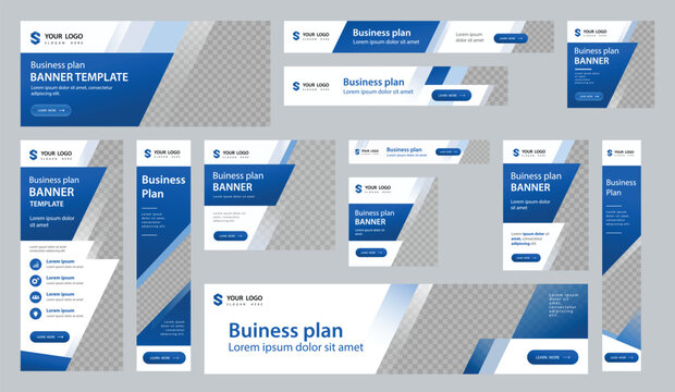 set Modern Business Advertising Banner Template Collection for Web and Social Media
