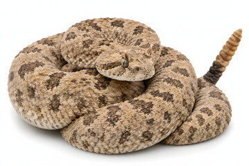 Obraz premium Sidewinder Rattlesnake with Horn-Like Eye Scales, Isolated on White Background