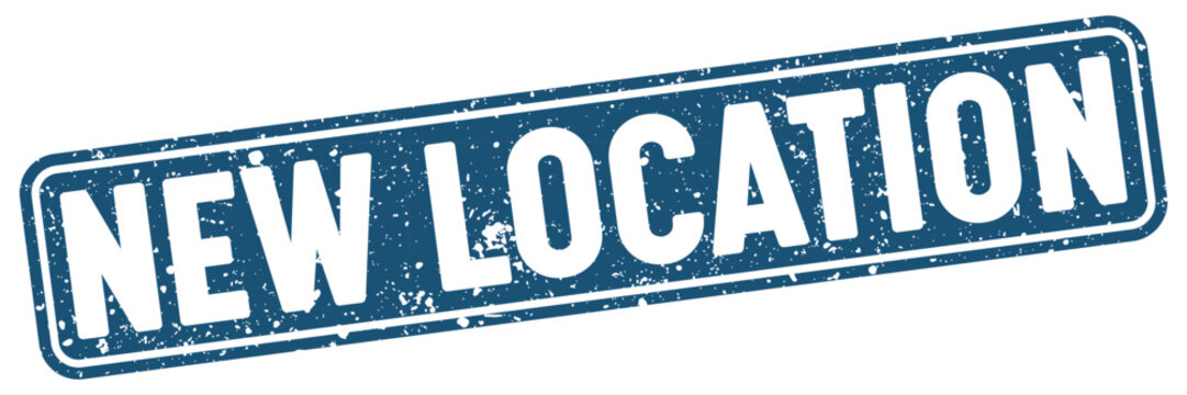 new location stamp. new location blue rectangular grunge stamp on transparent background