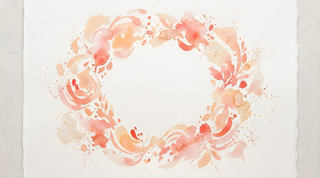 Watercolor floral wreath design in soft pink tones