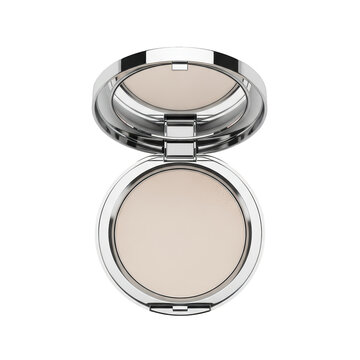 Compact powder foundation makeup in silver case