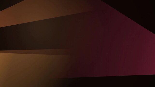 Abstract geometric dark amber shadow planes and warm copper light beams in slow architectural motion on black background for corporate video backdrop and presentation