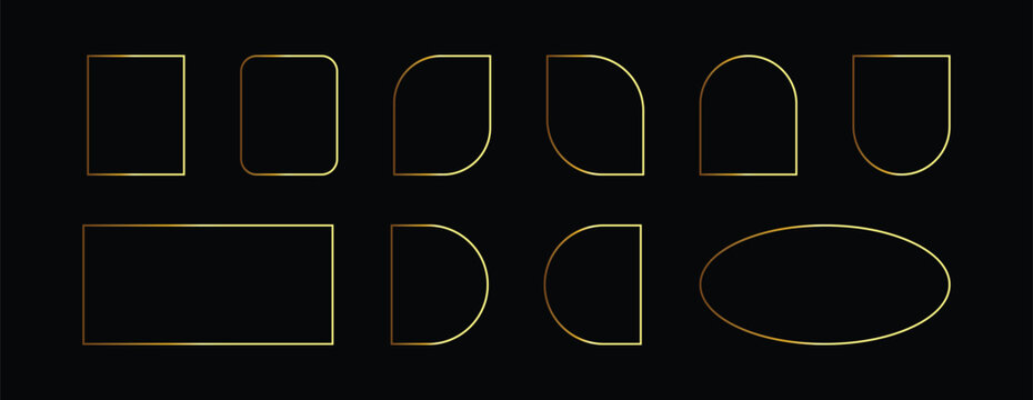 Classic Thin Golden Rectangle Frame, Luxury Decorative Border Outline Vector.