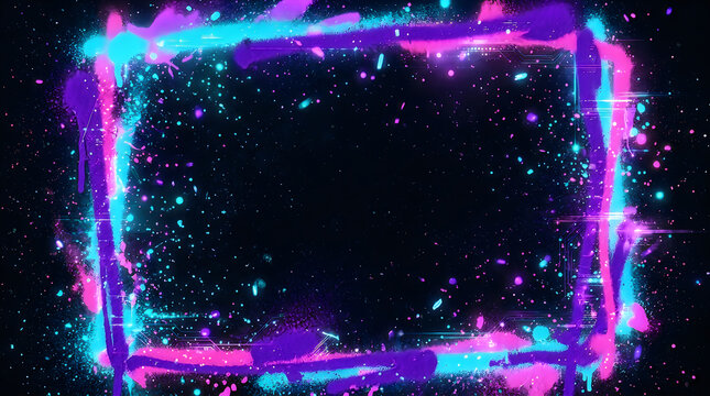 Glowing futuristic screen with cosmic digital frame