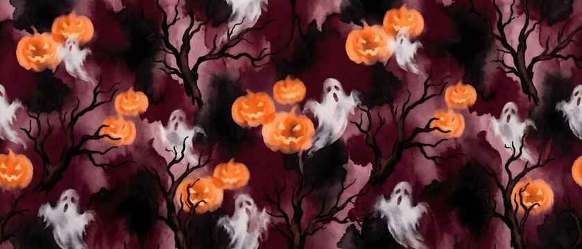 Spooky Halloween scene with pumpkins and dark elements perfectly developed