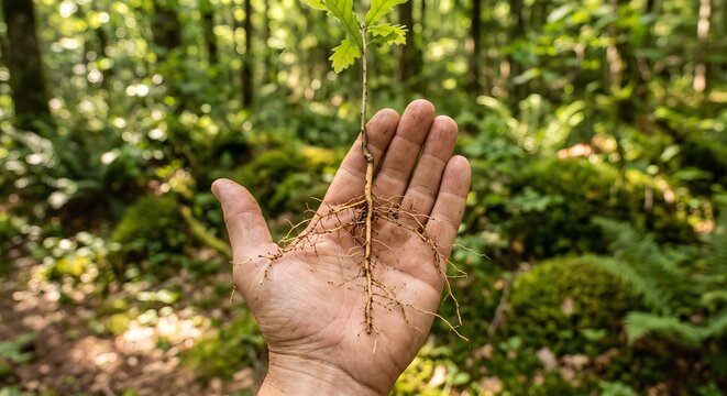Human Hands Cupping Soil and Nurturing a Tiny Growing Green Plant Sprout