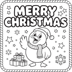 Fototapeta premium Kawaii Child Baking Christmas Cookies with Puppy, Black and White Line Art Coloring Page