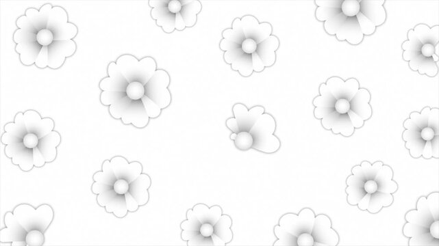 Animated white color simple and classy rotating floral design loop able floral background
