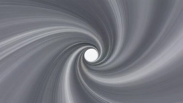 Black and white spiral vortex with gradient curves on white background
