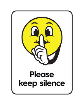 Please Keep Silence Sign - Shushing Emoji Icon for Libraries, Offices, and Quiet Zones