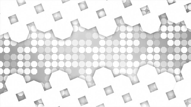Animated white color appearing and disappearing octagonal shapes gradient design loop able geometrical background