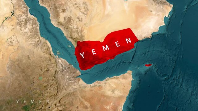 Yemen Map Animation with Country Borders and Location Highlight