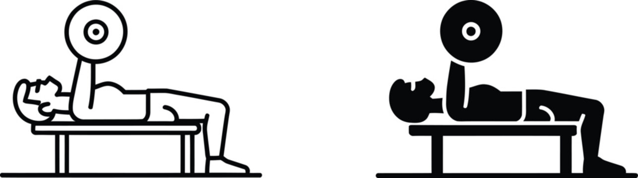 Bench press exercise fitness pictogram vector illustration