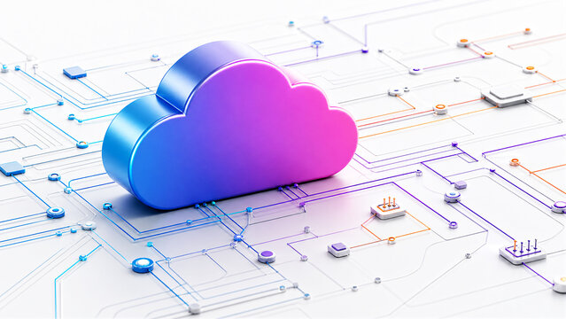 Cloud Computing Network Infrastructure with Colorful Digital Cloud and Connected Technology