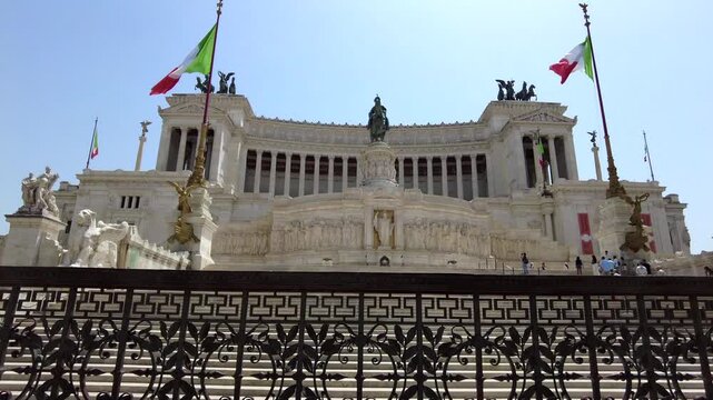 Europe, Italy , Rome  - Fori Imperiali ( Imperial Forums ) Ara Pacis - Antique historic Roman ruins of ancient Rome - Unesco Heritage World - tourist visiting sightseeing 